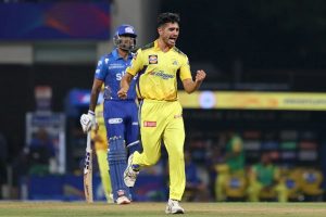 Mukesh Choudhary celebrates a wicket against Mumbai Indians. Pic: IPLT20.COM