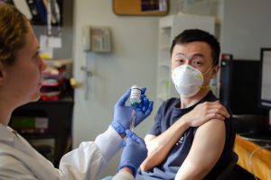 A Chinese patient gets their blood drawn.