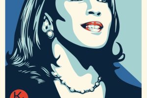 Shepard Fairey's FORWARD Kamala Harris poster, 2024.