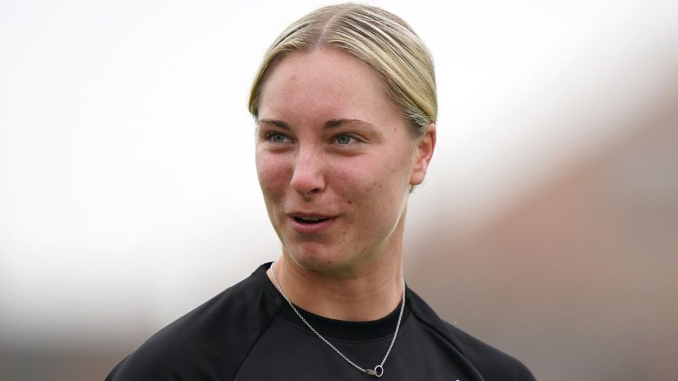 England's Freya Kemp during a nets session at the County Ground, Northampton. Picture date: Thursday May 16, 2024.