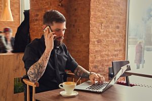 Man working in coffee shop