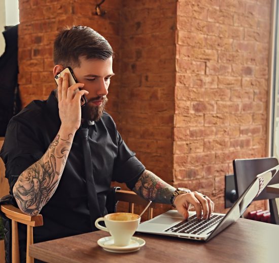 Man working in coffee shop