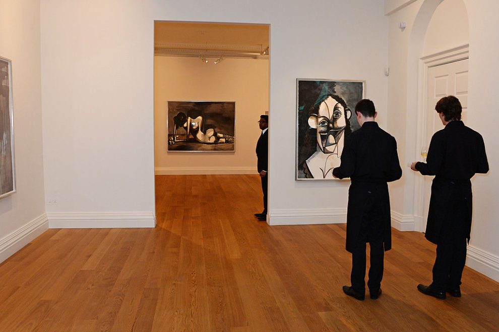 LONDON, ENGLAND - FEBRUARY 10:  A general view of the atmosphere at the opening reception at Skarstedt Gallery for an exhibition of new paintings by renowned American artist George Condo titled 'Ink Drawings' on February 10, 2014 in London, United Kingdom.  (Photo by David M. Benett/Getty Images for Skarstedt Gallery)